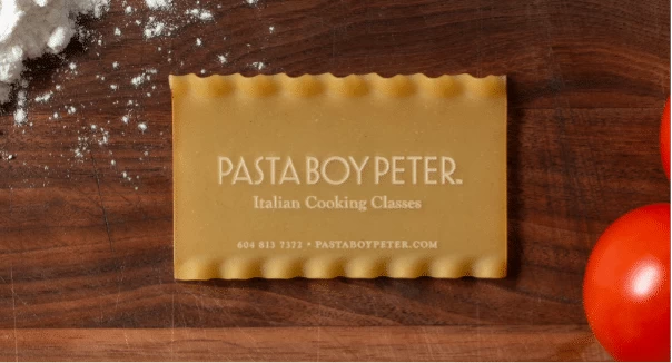 Pasta Boy Peter edible business card